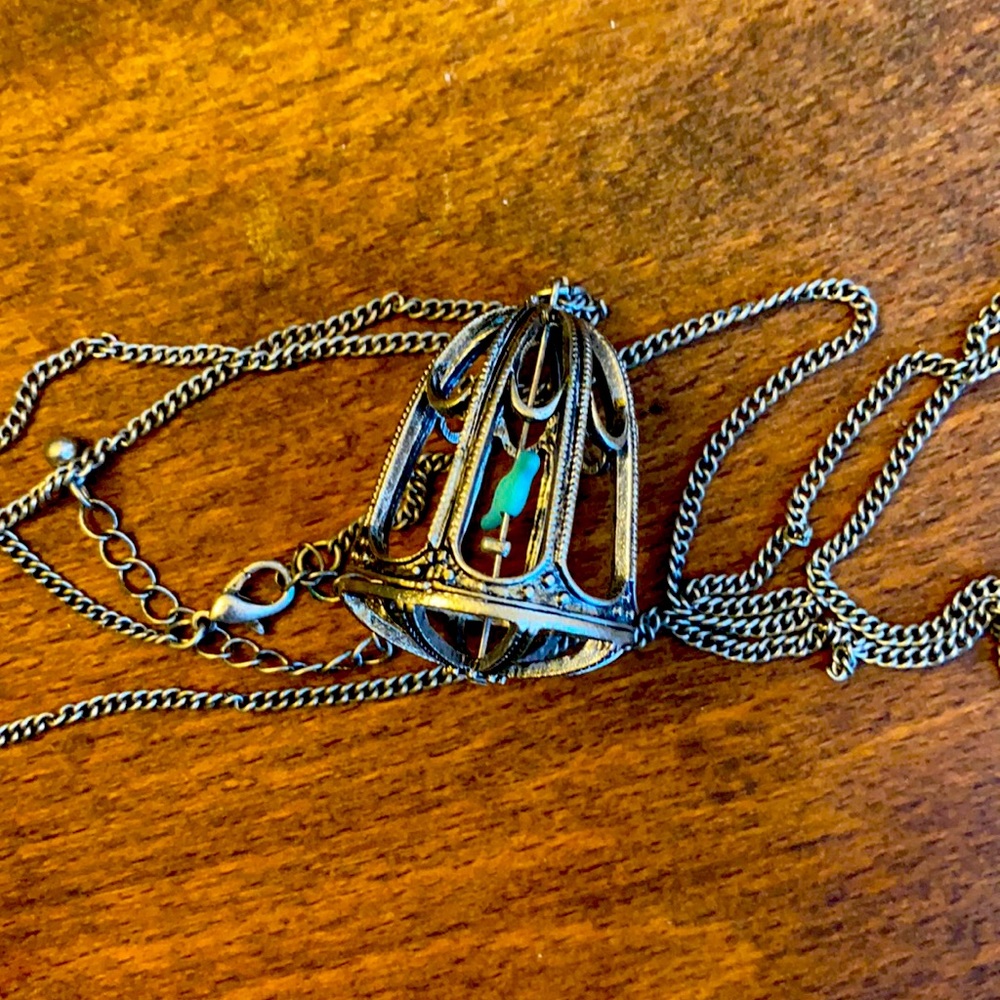 Long bird cage necklace